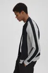 Reiss Giles Colourblock Stretch-woven Varsity Jacket In Navy/grey