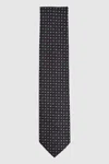 Reiss Navy/tobacco Foulard Silk Blend Floral Print Tie