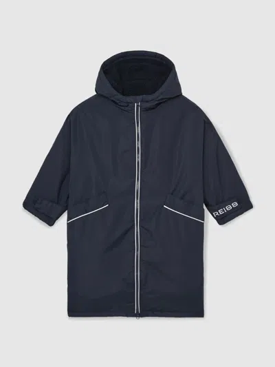 REISS NAVY/WHITE SAMSON 11-14 YRS WATER-REPELLENT FLEECE-LINED COAT