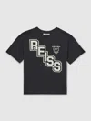 Reiss Navy/white 13-14 Yrs Cotton Oversized Logo T-shirt In Multi