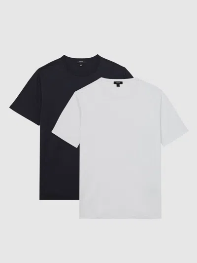 Reiss Navy/white 2 Pack 2 Pack Airwater-cotton Crew T-shirt In Multi