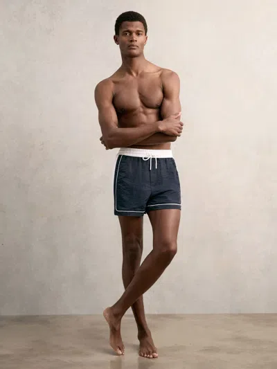 Reiss Navy/white Cano Colour-block Piped-trim Swim Shorts In Blue