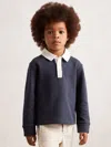 Reiss Navy/white Cotton Half-button Rugby Polo Shirt In Multi