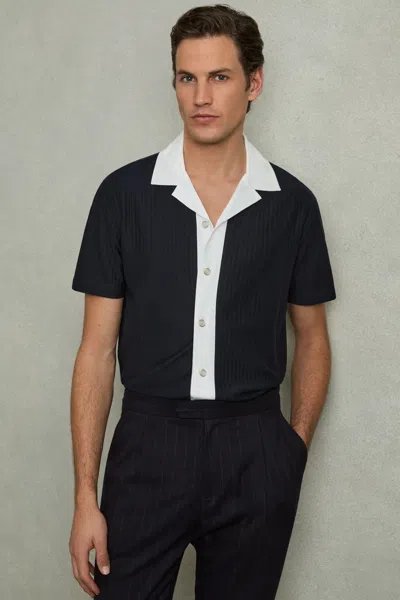 Reiss Aster Textured Color Shirt In Black