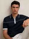 Reiss Bradford Quarter Zip Polo Shirt In Black