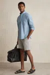 Reiss Navy/white Stretch-cotton Seersucker Striped Shorts