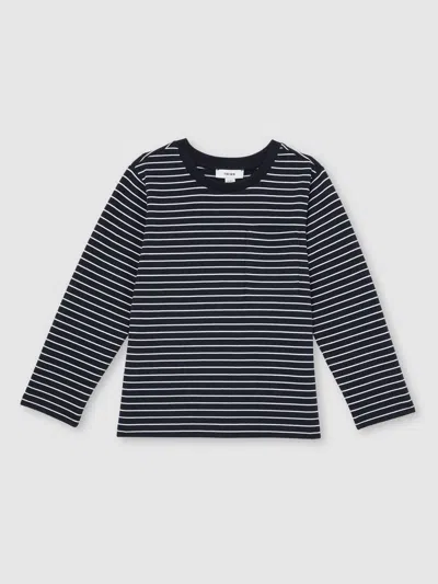 Reiss Navy/white Stretch-cotton Stripe T-shirt