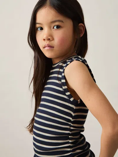 Reiss Kids' Navy/white 9-13 Yrs Ruched Vest Top In Black