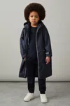 Reiss Navy/white 3-6 Yrs Water-repellent Fleece-lined Coat In Navy/white