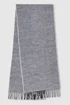 Reiss Navy/white Wool-blend Herringbone Scarf In Navy/white