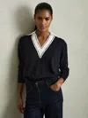 Reiss Womens  Nina Collared Wool Cricket Jumper In Multi