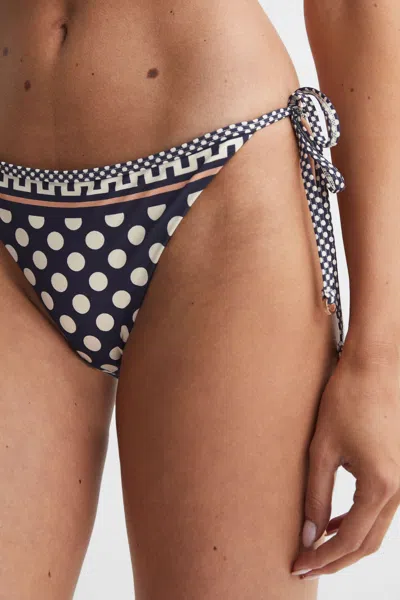 Reiss Navy/white Polka Dot Self-tie Bikini Bottoms