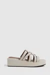 REISS NAYA - WHITE LEATHER STRAPPY PLATFORM SANDALS, UK 8 EU 41