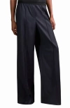 Reiss Neave Pinstripe Wide Leg Pants In Black