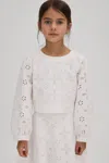 Reiss Kids' Nella - Ivory Junior Cotton Broderie Lace Skirt, Age 6-7 Years