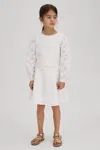 Reiss Kids' Nella - Ivory Senior Cotton Broderie Lace Skirt, Uk 12-13 Yrs