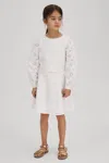 Reiss Ivory Nella Senior Cotton Broderie Lace Skirt