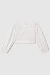 Reiss Nella - Ivory Nella Teen Cotton Broderie Lace Bow Back Top In Ivory