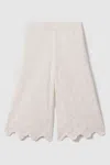 Reiss Nella - Ivory Teen Cotton Broderie Lace Trousers, Uk 13-14 Yrs