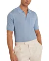 Reiss Nelson Short Sleeve Polo Shirt In Mid Blue