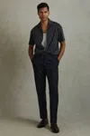 Reiss Navy/white Neptune Ribbed Striped Cuban Collar Shirt