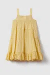 Reiss Kids' Nettie Sr. Tiered Cotton Eyelet Sundress In Yellow