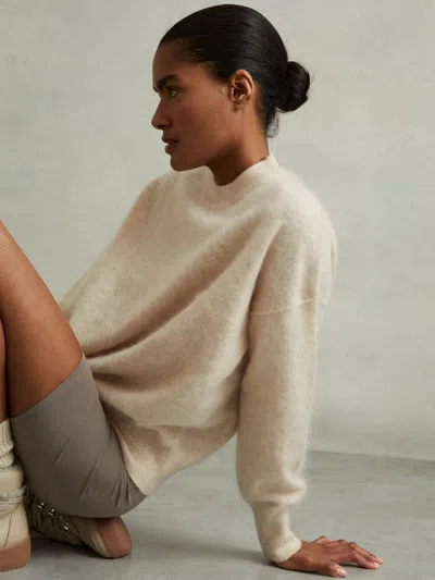 Reiss Neutral 100% Brushed Cashmere Crew Neck Jumper