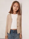 Reiss Neutral 9-13 Yrs Wool-blend Fitted Cardigan With Cashmere In Neutral