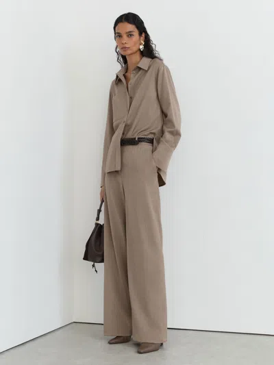 Reiss Neutral Adie Petite Wool-blend Long-sleeve Shirt