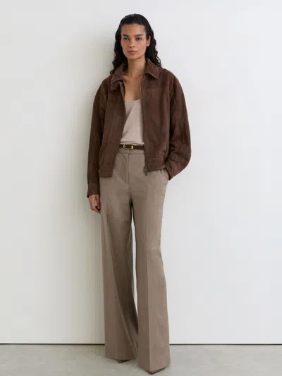 Reiss Neutral Adie Wool-blend Wide-leg Trousers