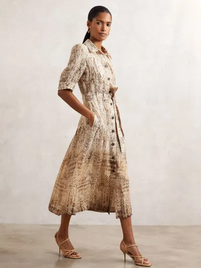 Reiss Neutral Animal Print Shirt