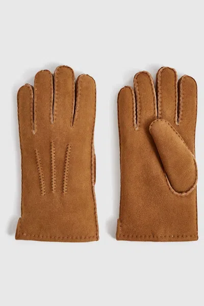 Reiss Light Brown Leather Plain In Neutral