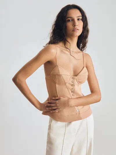 Reiss Neutral Atelier Corset Top In Nude