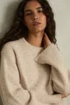 Reiss Neutral Brushed Crew-neck Jumper With Alpaca Wool In Neutral