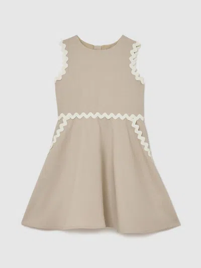 Reiss Kids'  Neutral Blake 3-9 Yrs Linen-blend Ric-rac Trim Dress