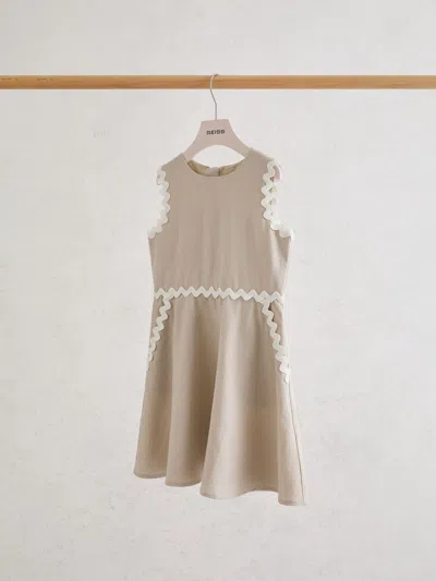 Reiss Kids'  Neutral Blake 9-13 Yrs Linen-blend Ric-rac Trim Dress