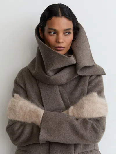 Reiss Neutral Brushed Cashmere Mittens