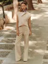 Reiss Neutral Button-detail Wide-leg Trousers