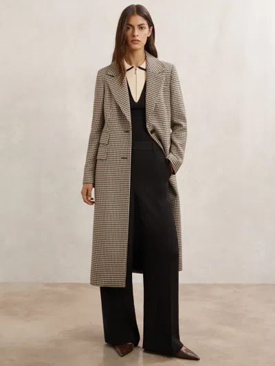Reiss Neutral Check Wool-blend Check Single-breasted Coat
