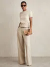 Reiss Neutral Cotton And Wool Crew-neck Top In White