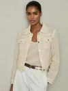 Reiss Neutral Cotton-blend Textured Trucker Jacket In Neutral