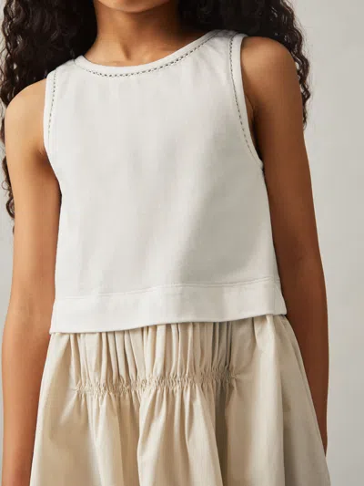 Reiss Neutral Cotton Layered Sleeveless Midi Dress