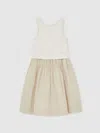 Reiss Neutral 13-14 Yrs Cotton Layered Sleeveless Midi Dress In Neutral