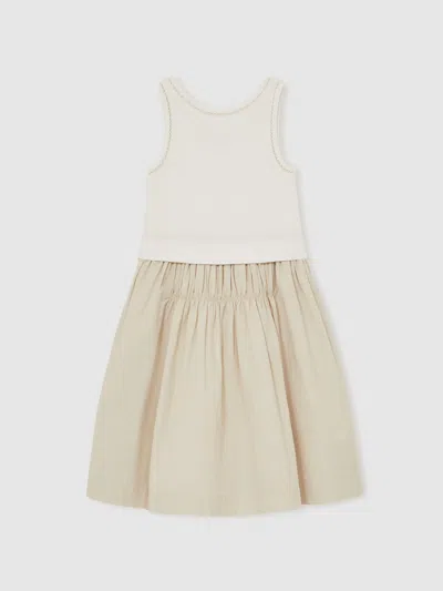 Reiss Neutral Cotton Layered Sleeveless Midi Dress