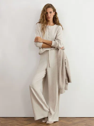Reiss Neutral Cotton-blend Wide-leg Drawstring Joggers