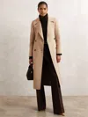 Reiss Neutral Double-breasted Blindseam Coat Wool-blend In Brown