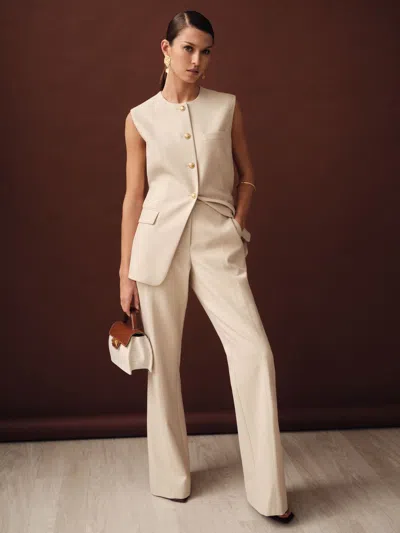 Reiss Neutral Flared Tailored Trousers