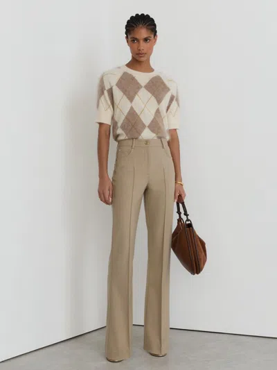Reiss Neutral Flared Twill Seam-detail Trousers