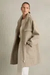 Reiss Neutral Funnel-neck Herringbone Coat With Wool In Neutral