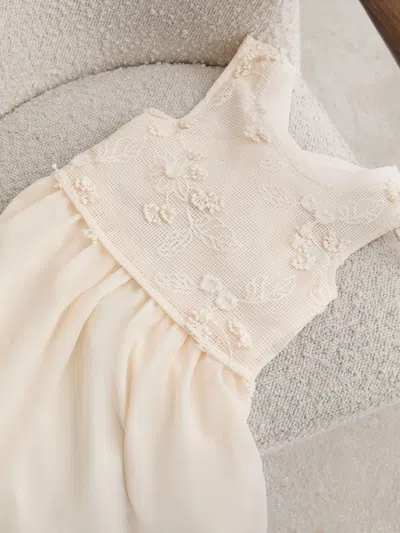 Reiss Babies'  Neutral Gianna 9-13 Yrs Floral-embroidered Latticework Dress